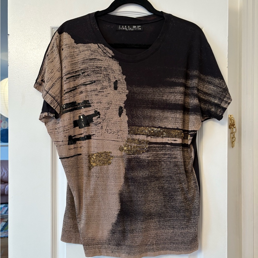 Vintage Zara Sequined Graphic T-Shirt